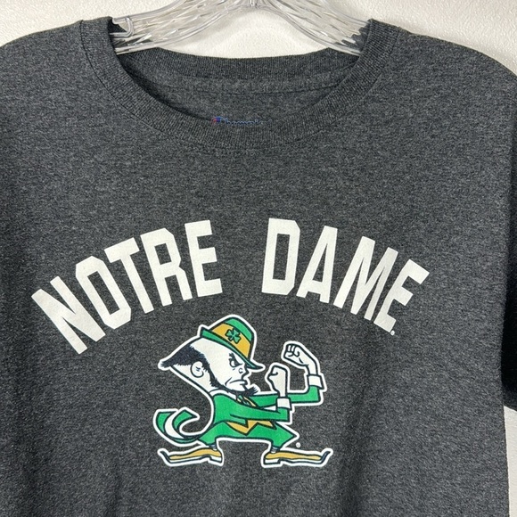 Champion Notre Dame Fighting Irish Logo Tee Shirt Men's S Gray Short Sleeve EUC - Picture 5 of 9